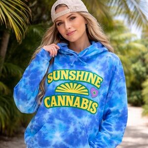 Sunshine Cannabis Blue Tie-Dye Hoodie 2XL UNISEX